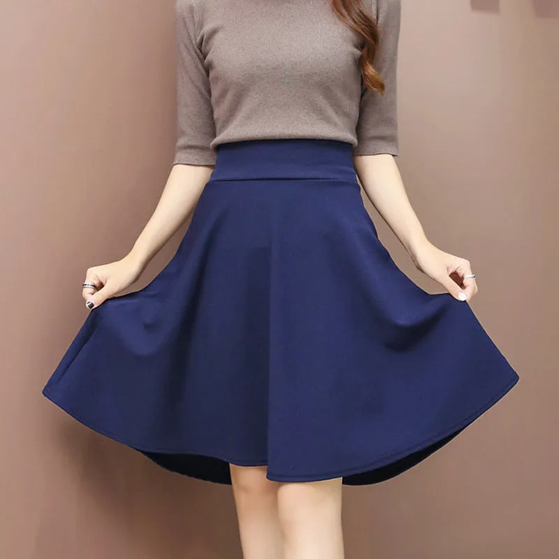 Skirt Plus Size High Waist Anti-Exposed Flare Pleated Skirt
