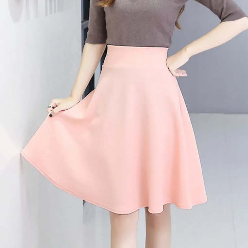 Skirt Plus Size High Waist Anti-Exposed Flare Pleated Skirt