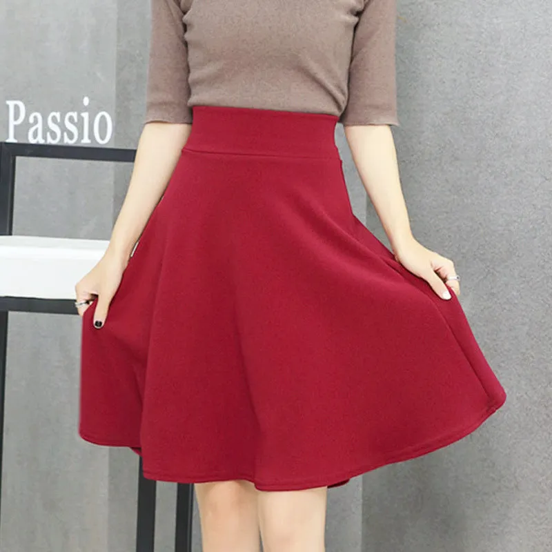 Skirt Plus Size High Waist Anti-Exposed Flare Pleated Skirt