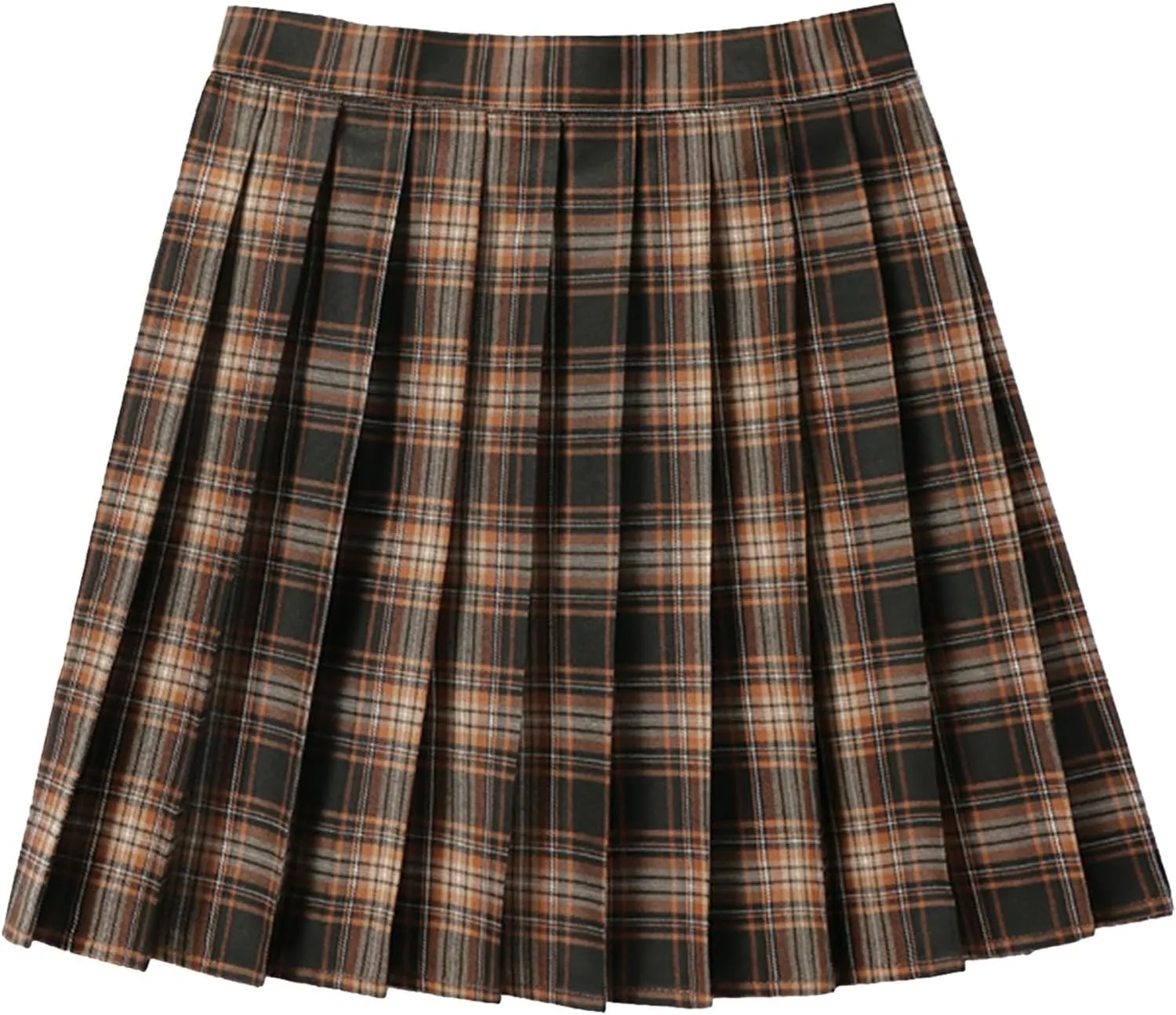 Skirts for Women Women's Casual Plaid High Waist Pleated A Line Mini Skirt Clothes 11