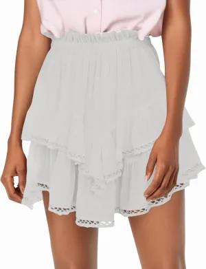 Skorts for Woman 2025 Vacation Stretchy High Waisted Ruffle Layered Skirt Flowy Tennis Golf Cute Crochet Mini Skirts