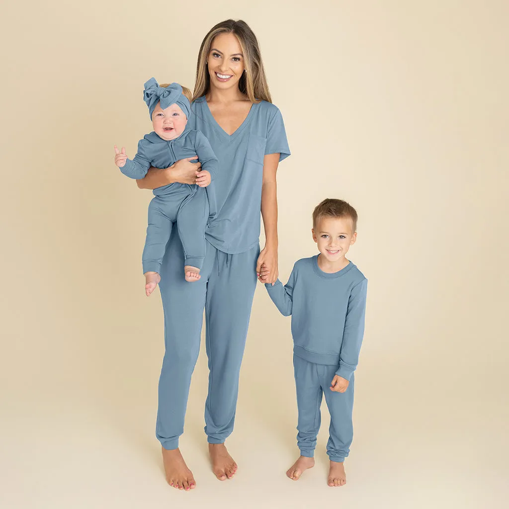 Slate French Terry Zippered Hooded Romper
