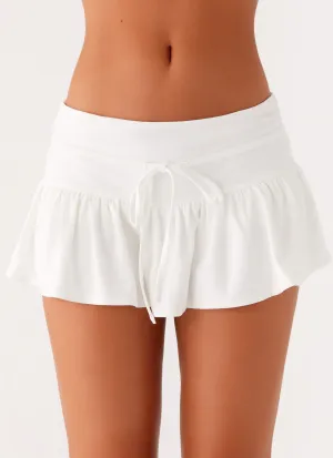 Sleek and Comfortable Landon Mini Skort - White Double Needle Stitching Comfy All-Day Landon Mini Skort - White