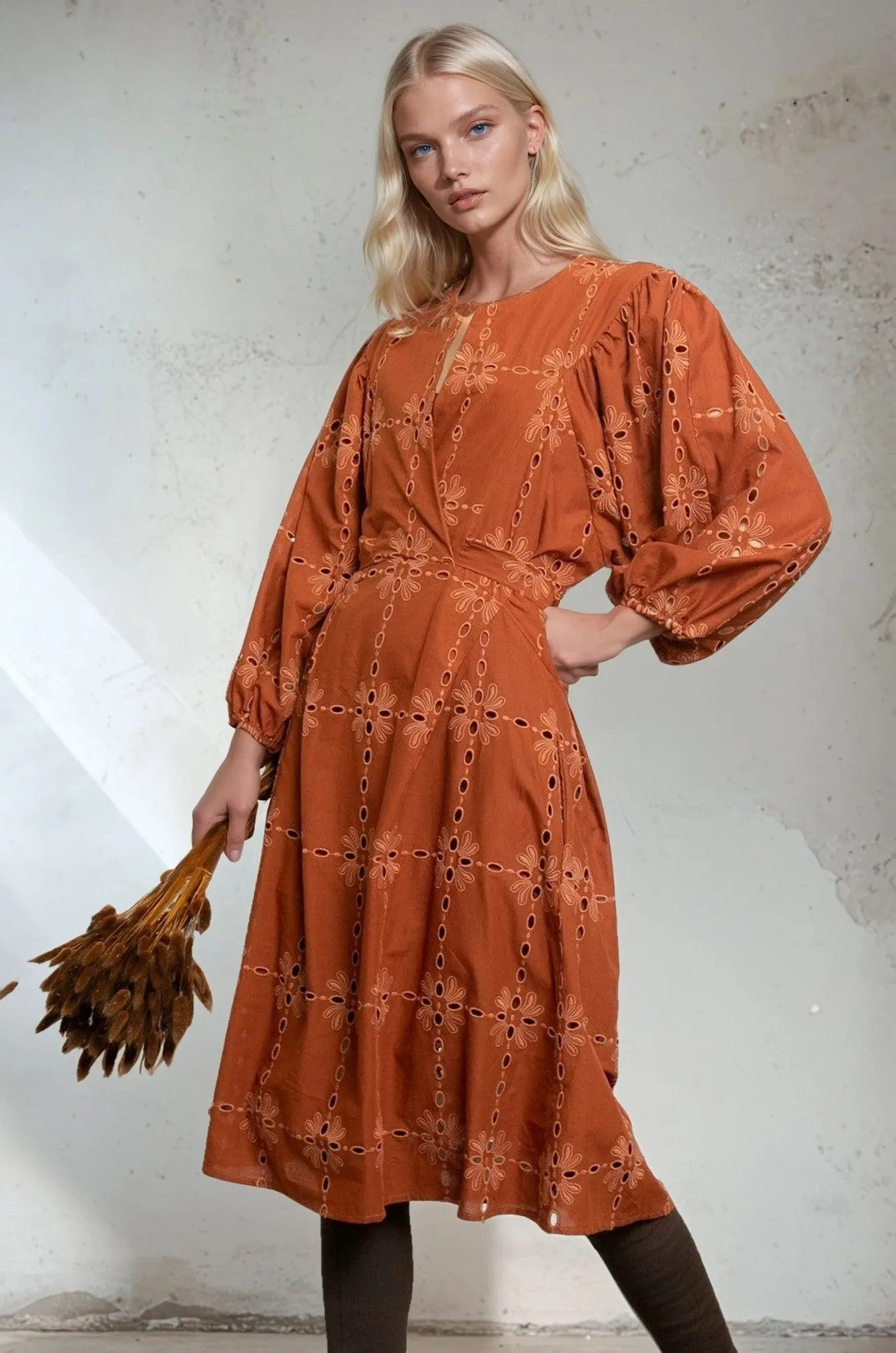 Florence Midi Dress - Cotton Eyelet Sedona Clean Flow