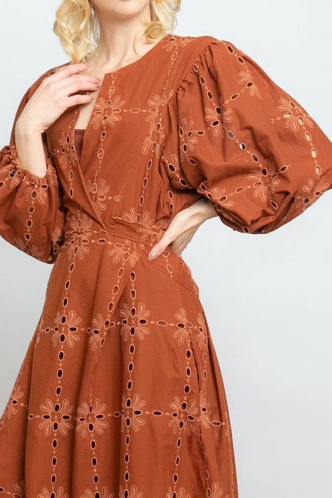 Non-Pilling Easy Texture Florence Midi Dress - Cotton Eyelet Sedona