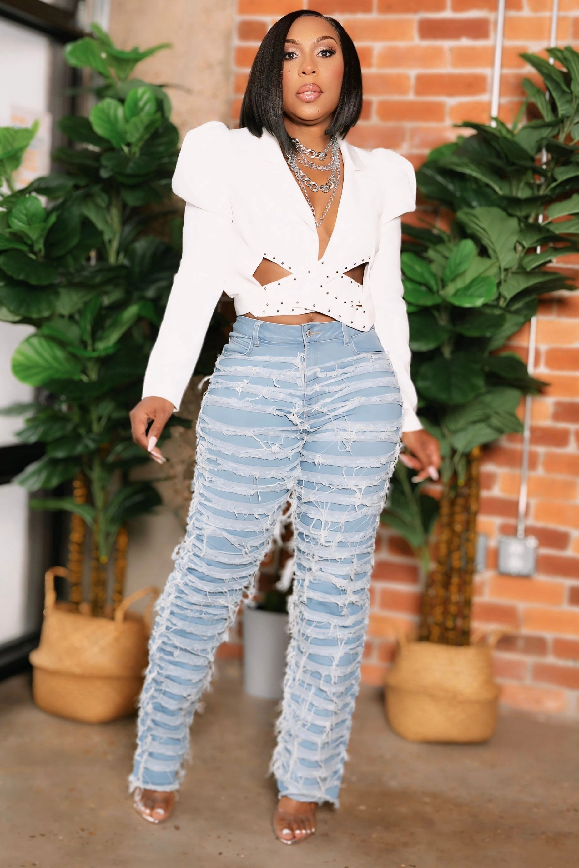 Windproof Design Shalandra Bold Statement Distressed Jeans