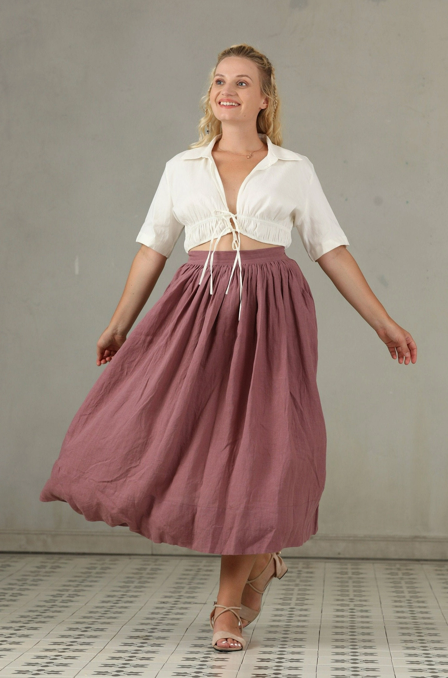 Stylish Comfort Daisy 03 | PLUS SIZE Linen Skirt