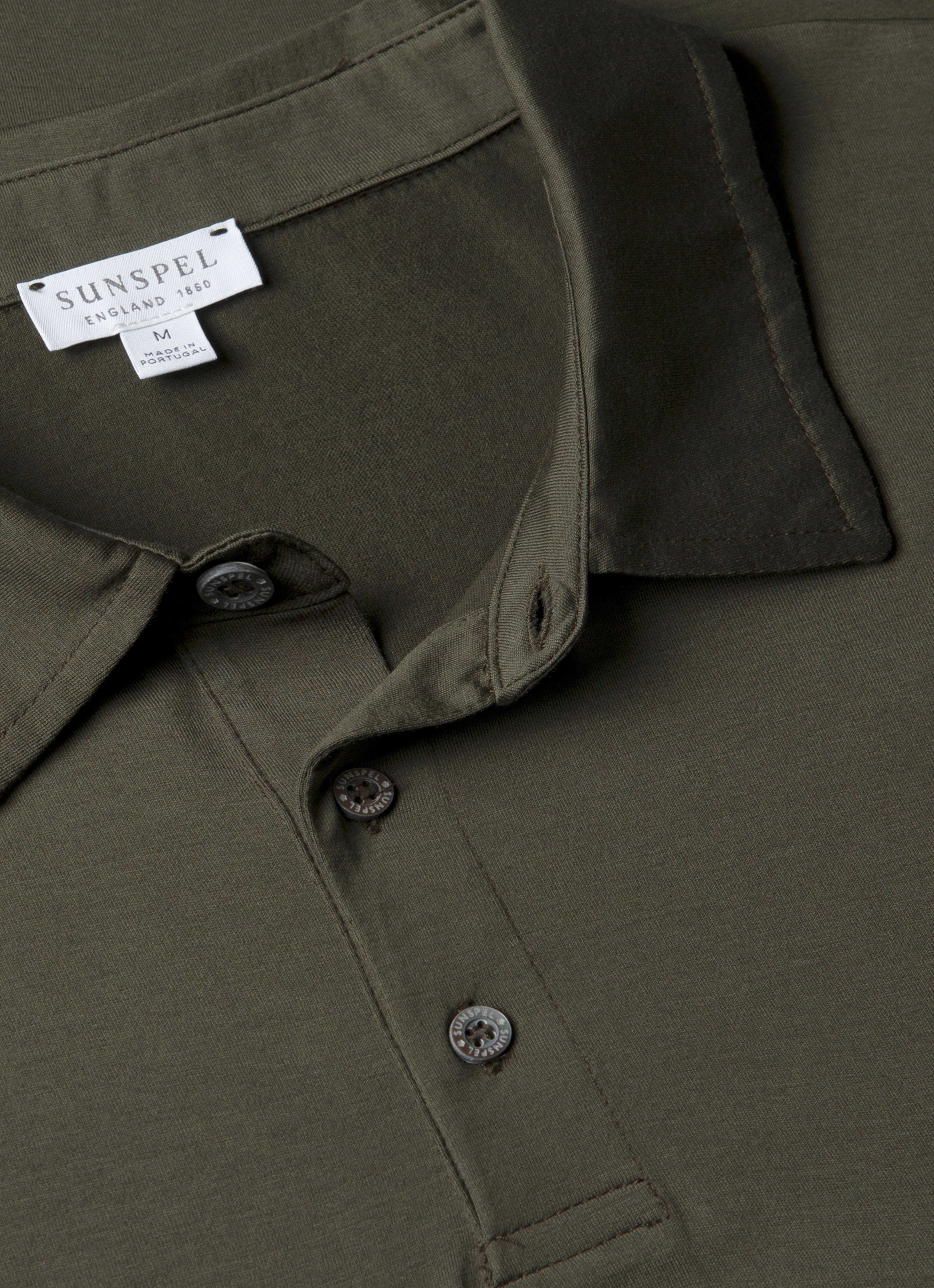 Men's Classic Jersey Polo Shirt in Dark Green Timeless Design Herringbone Texture