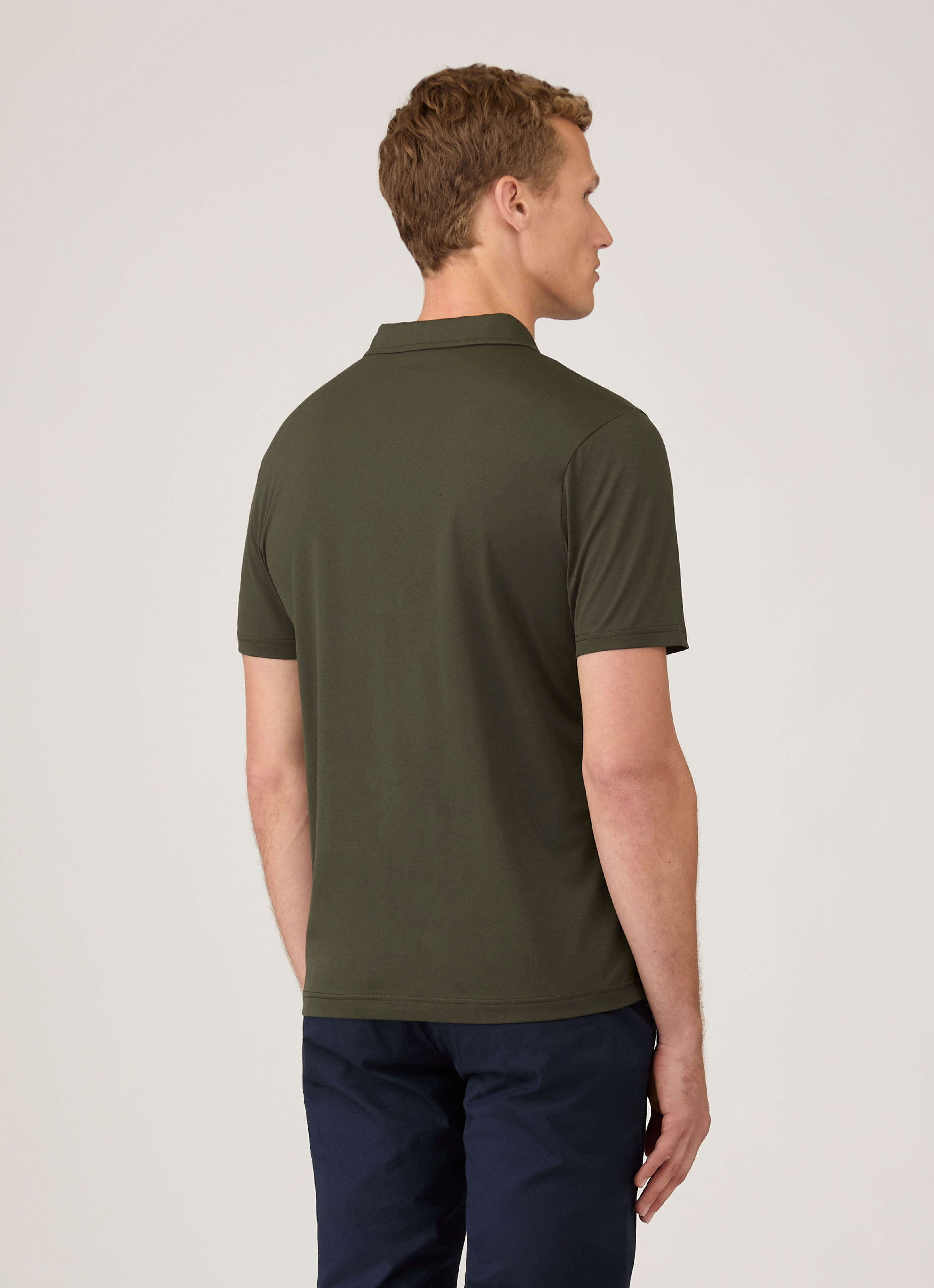 Smooth Flatlock Seams Men's Classic Jersey Polo Shirt in Dark Green