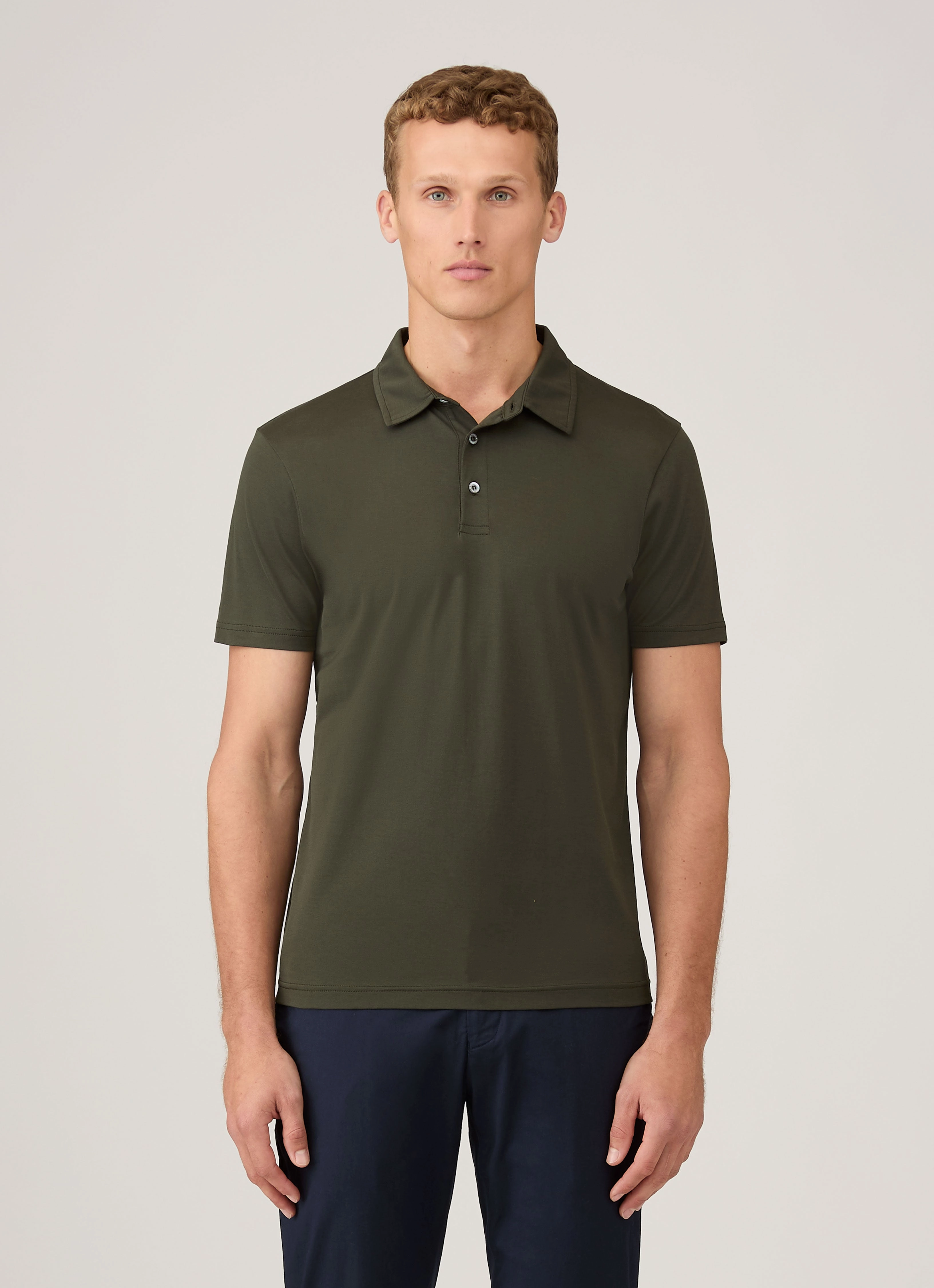 Smooth Flatlock Seams Men's Classic Jersey Polo Shirt in Dark Green