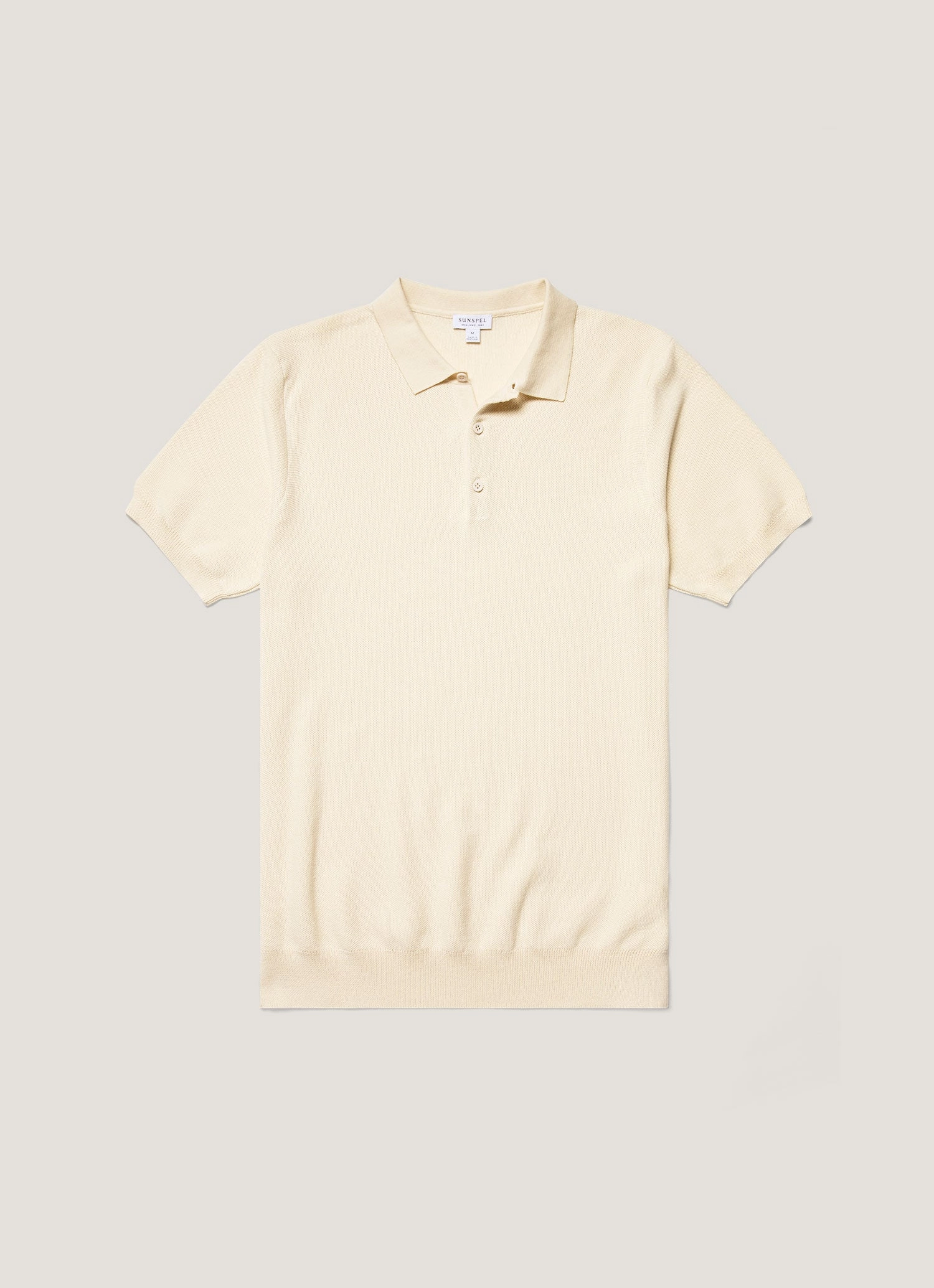 Men's Knit Polo Shirt in Ecru Relaxed Fashion Collared Shirt