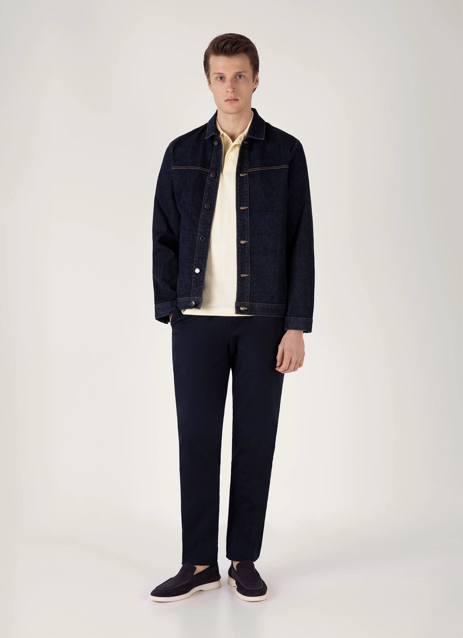 NonChafing Seam Placement Comfortable Cut Men's Riviera Polo Shirt in Buttermilk