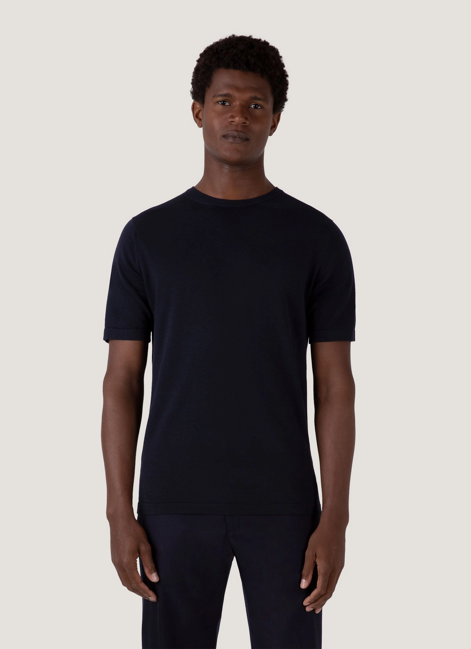 Versatile Look Performance Fit Wear Men's Sea Island Cotton Knit T-shirt in Light Navy