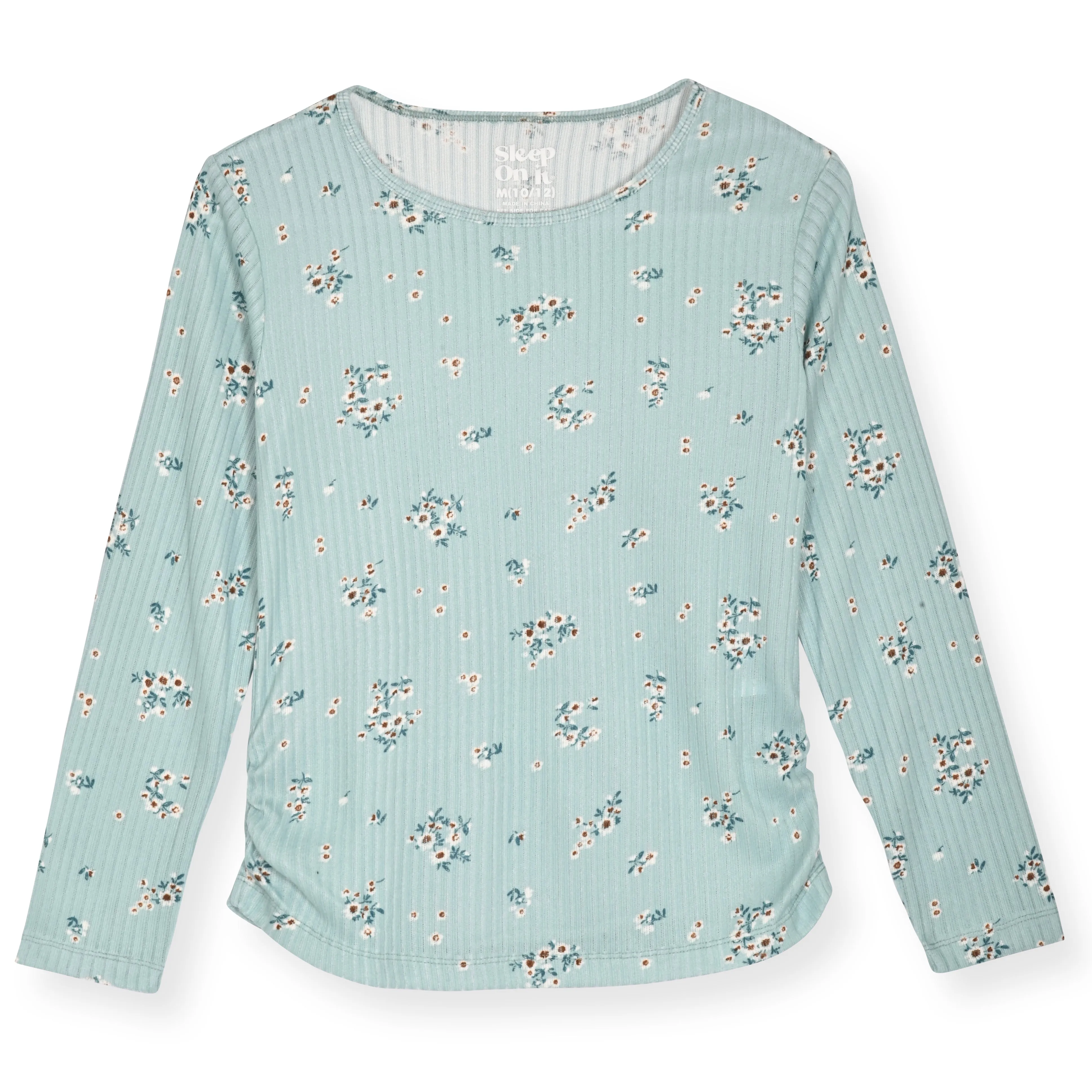 Sleep On It Girls 2-Piece Hacci Pajama Set with Matching Scrunchie - Floral
