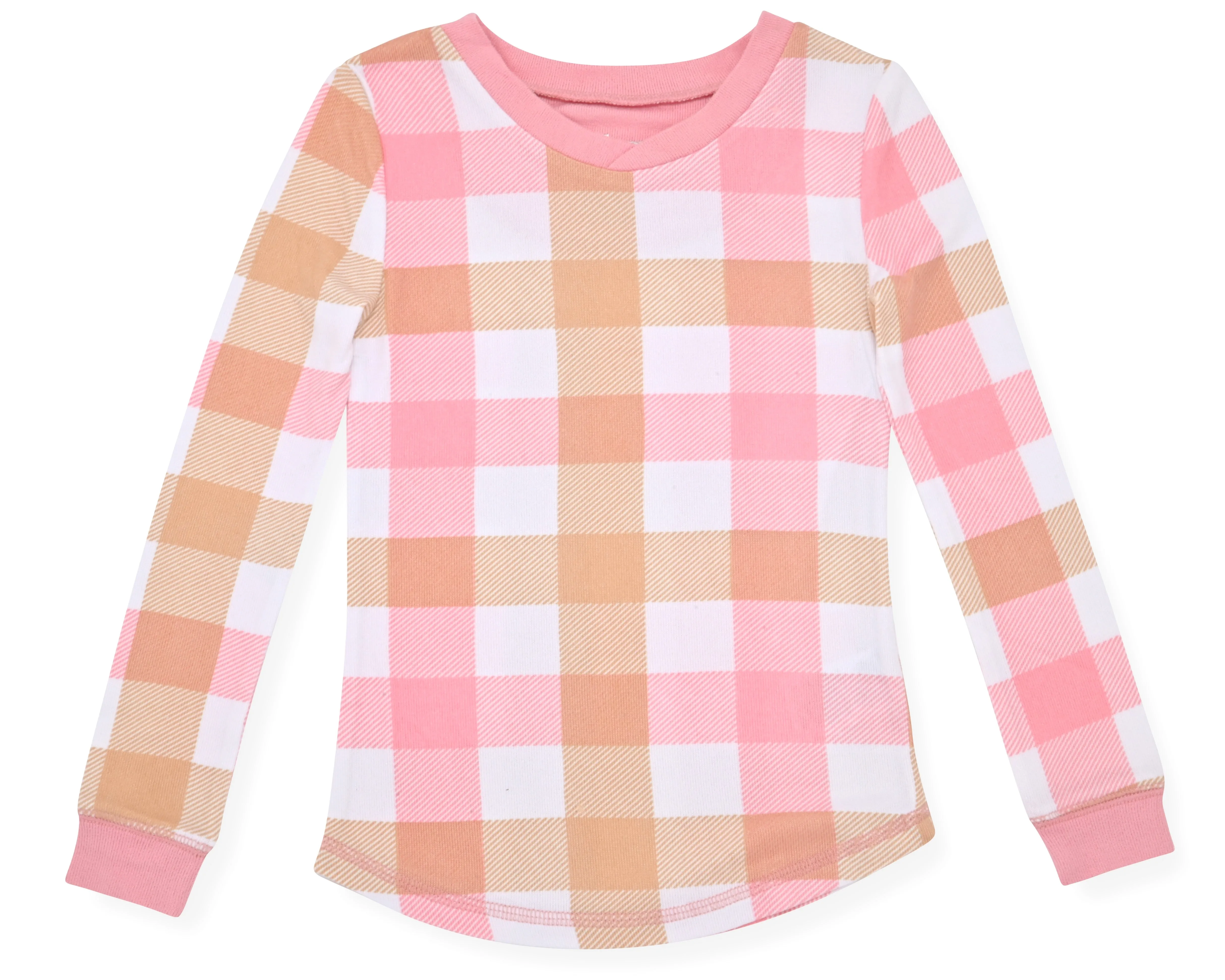 Sleep On It Girls 2-Piece Super Soft Jersey Long Sleeve Snug-Fit Pajama Set for Toddlers & Girls with Scrunchie - Checkerboard
