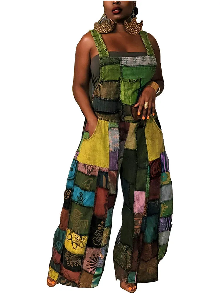 Sleeveless Plaid Print Overalls Rompers