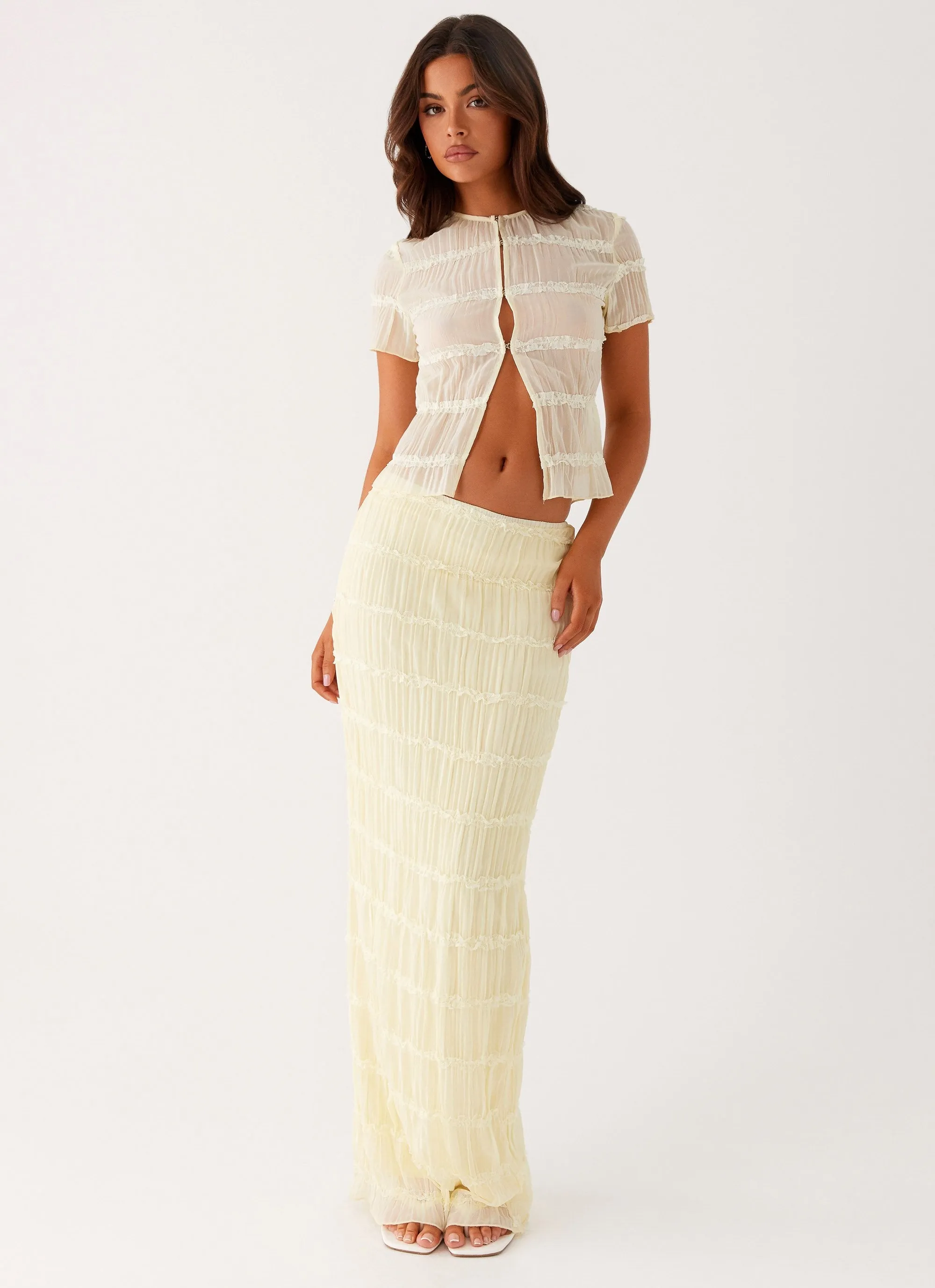 Daydreaming Low Rise Maxi Skirt - Yellow Long Wear