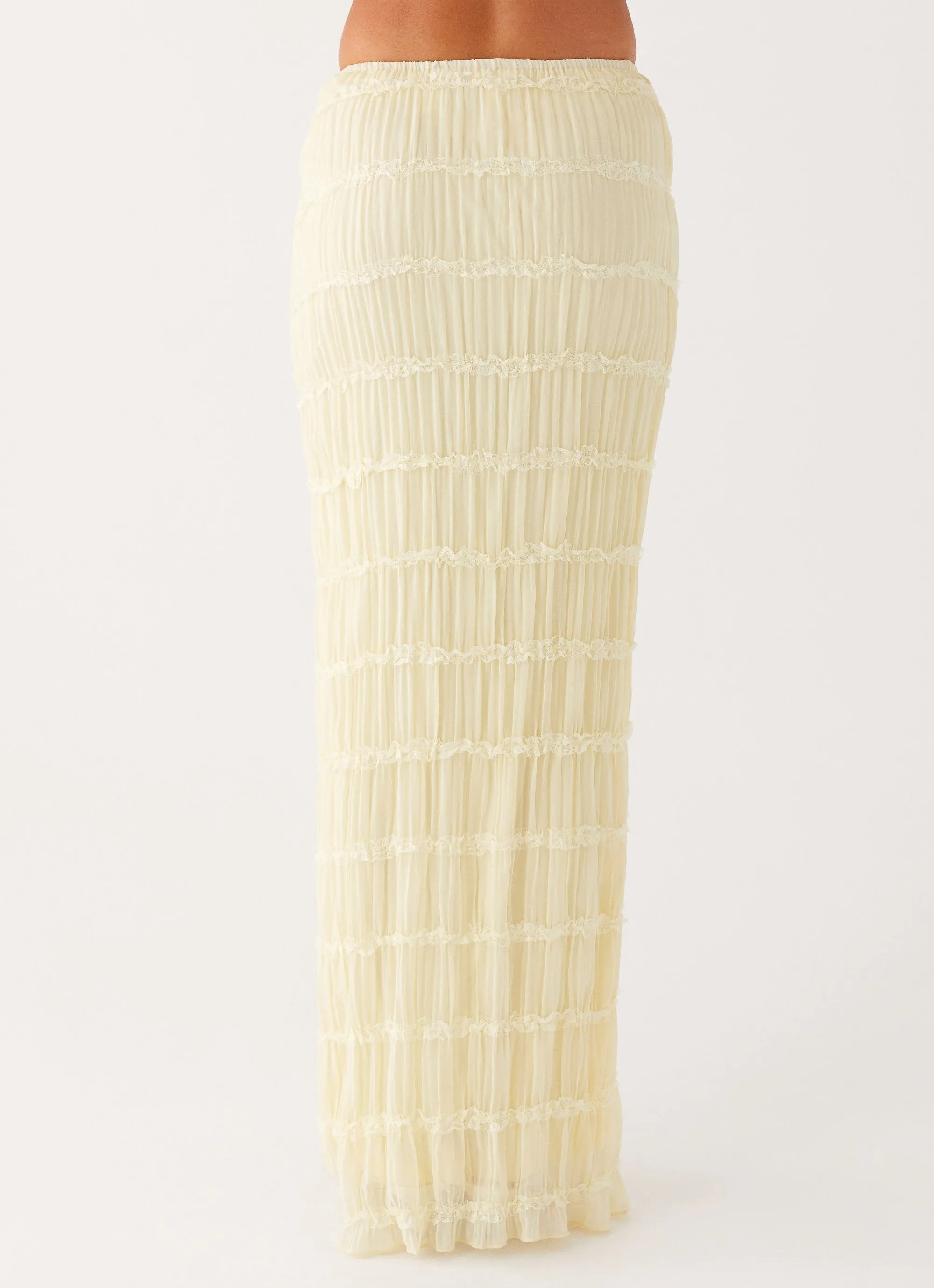 Daydreaming Low Rise Maxi Skirt - Yellow Layer Fit Adjustable Closure