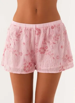 Slim Profile Engineering Mercer Sequin Mini Shorts - Pink Mercer Sequin Mini Shorts - Pink Tear Resistant Fabric Sport Flex