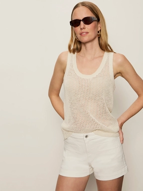 Slim Comfort Mesh Stitch Shell Sweater Macrame LowMaintenance Fabric Mesh Stitch Shell Sweater Macrame