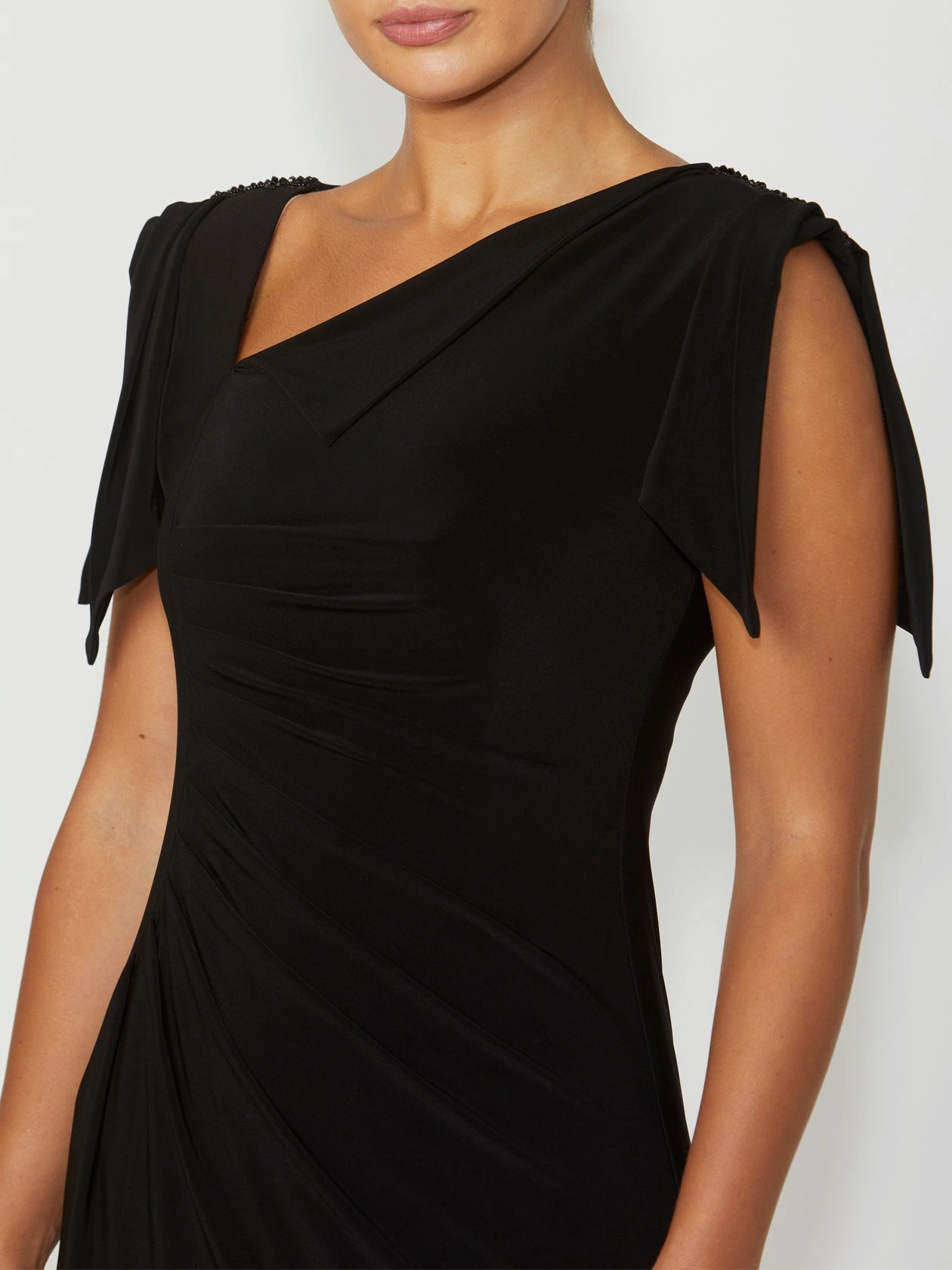 Waist Seam Hebe Black Jersey Dress