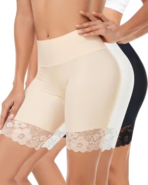 Slip Shorts for Under Dresses and Skirts Mesh Women Anti Chafing Underwear High Waisted Panties Lace Under Shorts