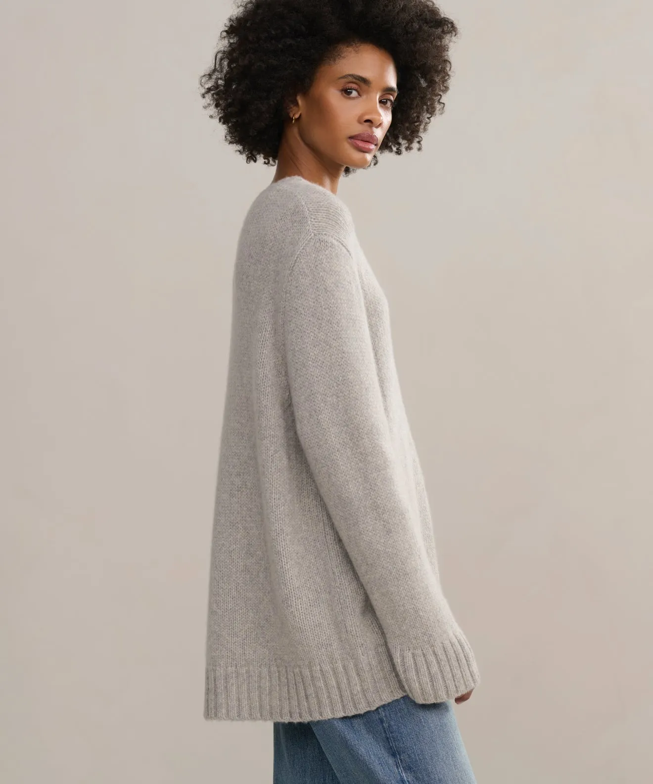 Flexible Waistband Adaptation Cashmere Amelia Crewneck