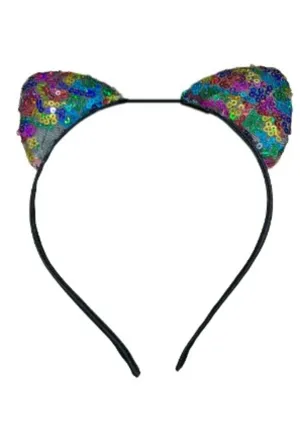 Small Rainbow Sequin Cat Ears