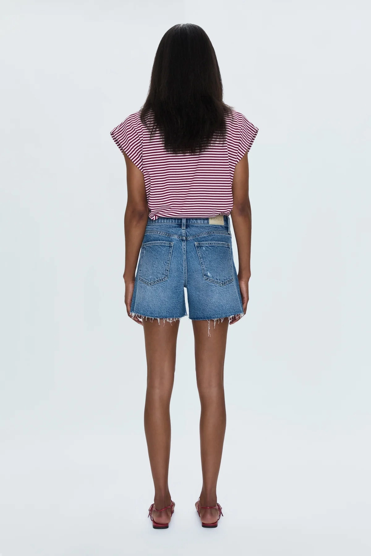 Sunny Vibes Office Wear clean design Pistola Kennedy Relaxed Mid Rise Cut Off Shorts - Central Vintage