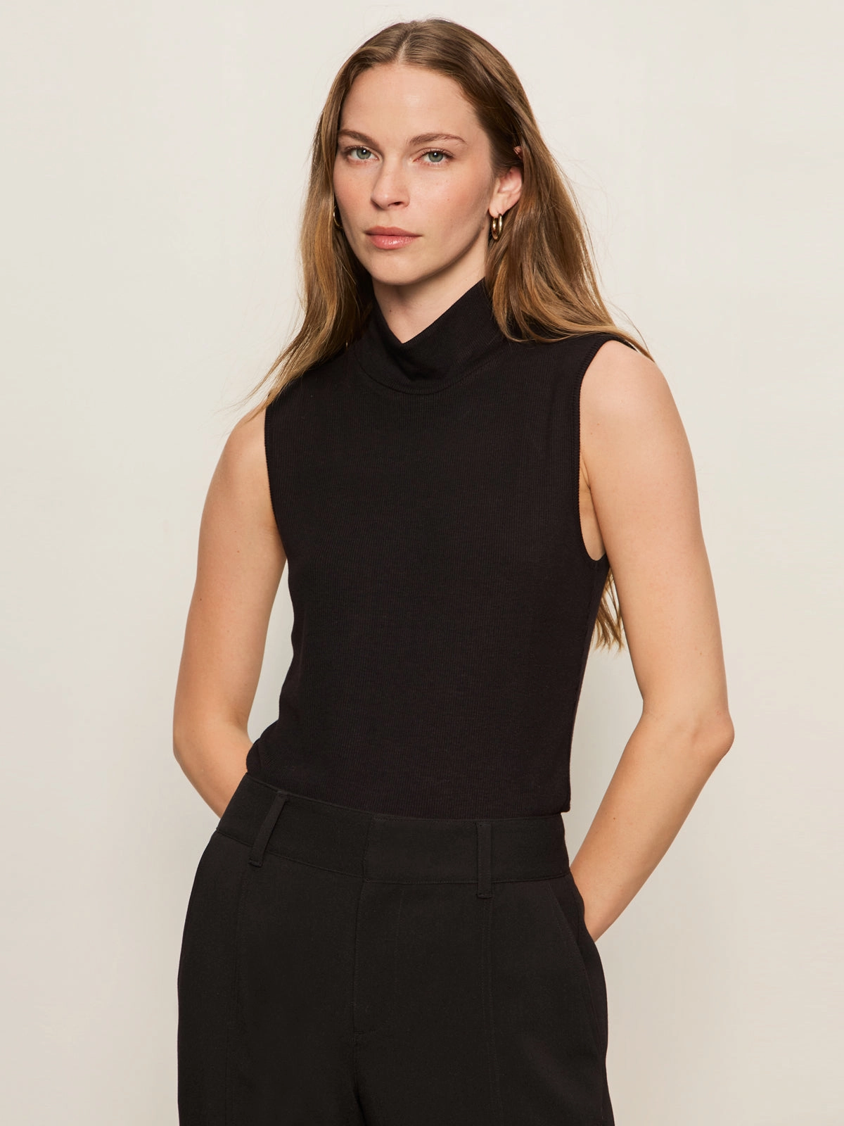 Essential Sleeveless Mock Neck Tank Black All Day