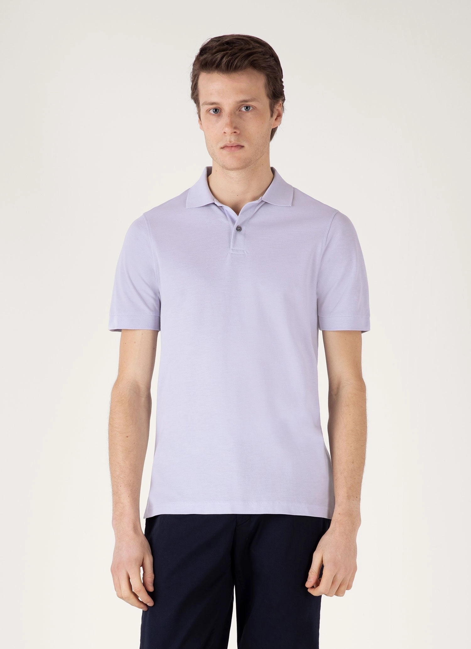 Men's Piqu?? Polo Shirt in Pale Lilac Modern Casual Outdoor Design