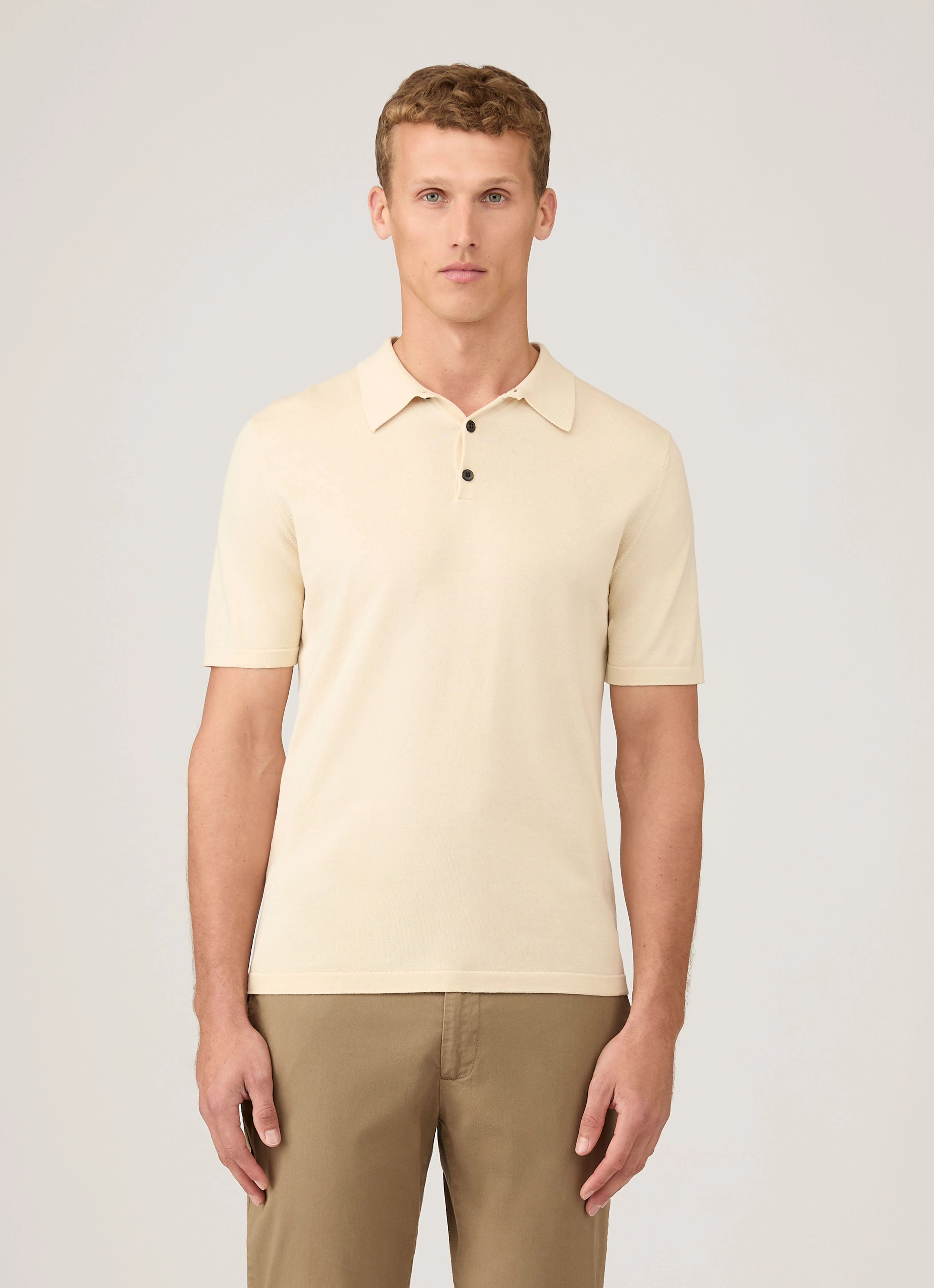 Men's Sea Island Cotton Knit Polo Shirt in Undyed Active Layers