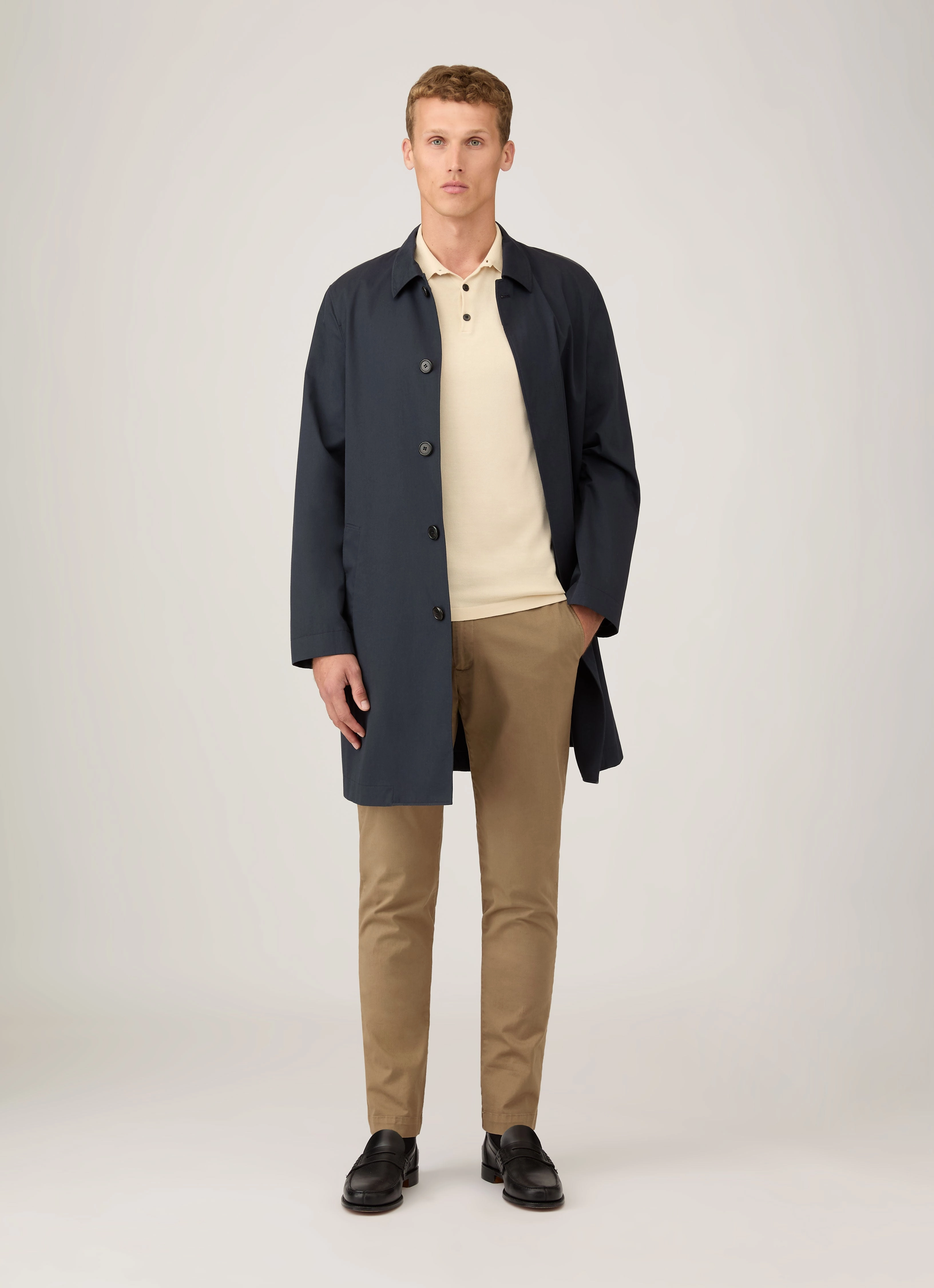 Everyday Layers Men's Sea Island Cotton Knit Polo Shirt in Undyed