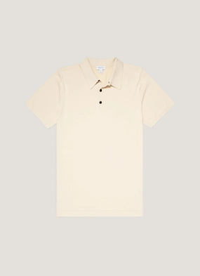 Smart Vibe Men's Sea Island Cotton Knit Polo Shirt in Undyed Thermoregulating Lining Breathable Style Men's Sea Island Cotton Knit Polo Shirt in Undyed