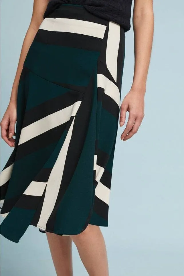 Contrast Panel Green Sporty Stripe Skirt