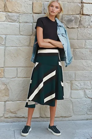 Smooth Energy Green Sporty Stripe Skirt Twist Knot Details Green Sporty Stripe Skirt
