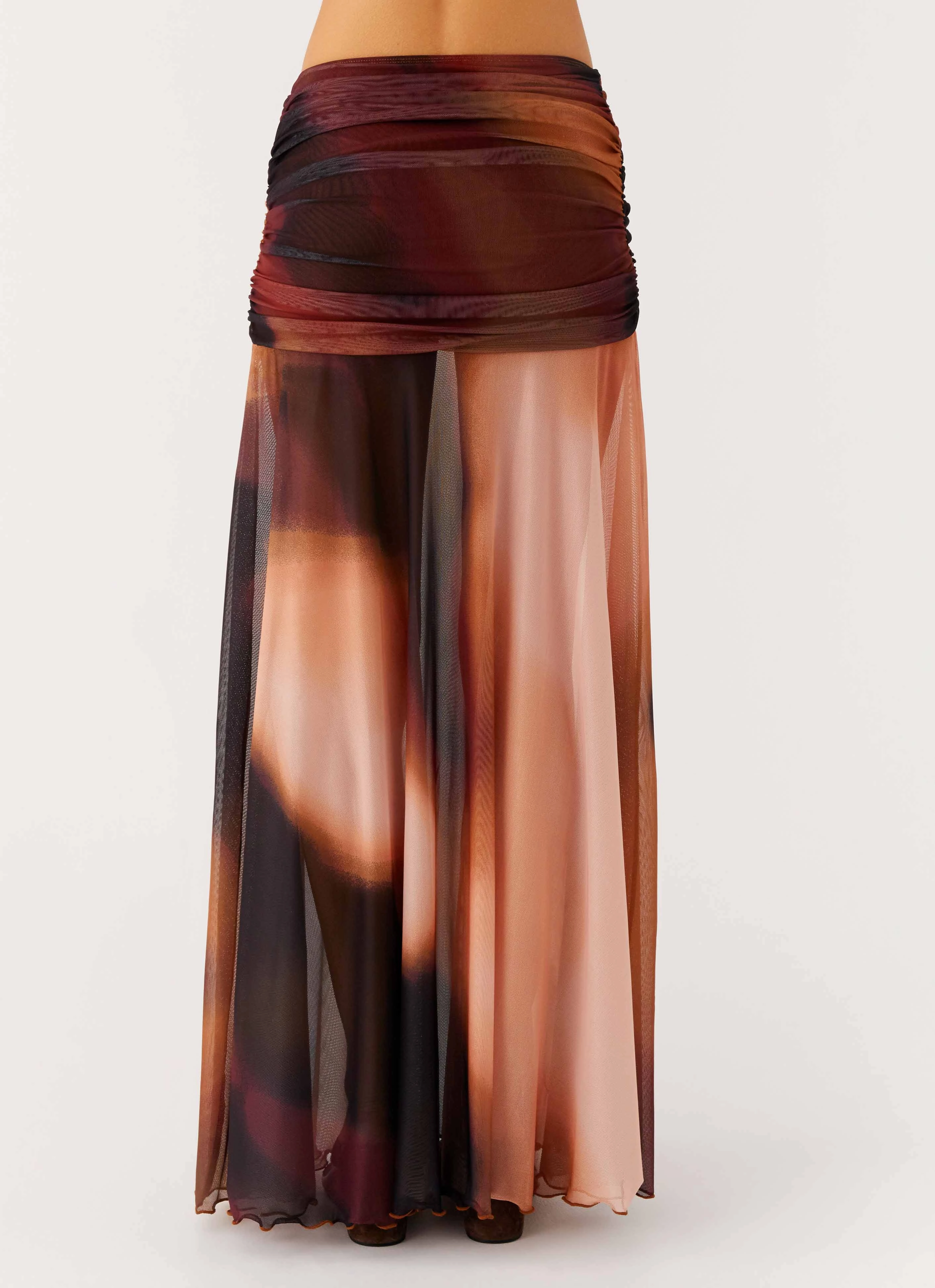 Durable Stitching Romantic Vibe Stargazer Mesh Maxi Skirt - Black Gradient