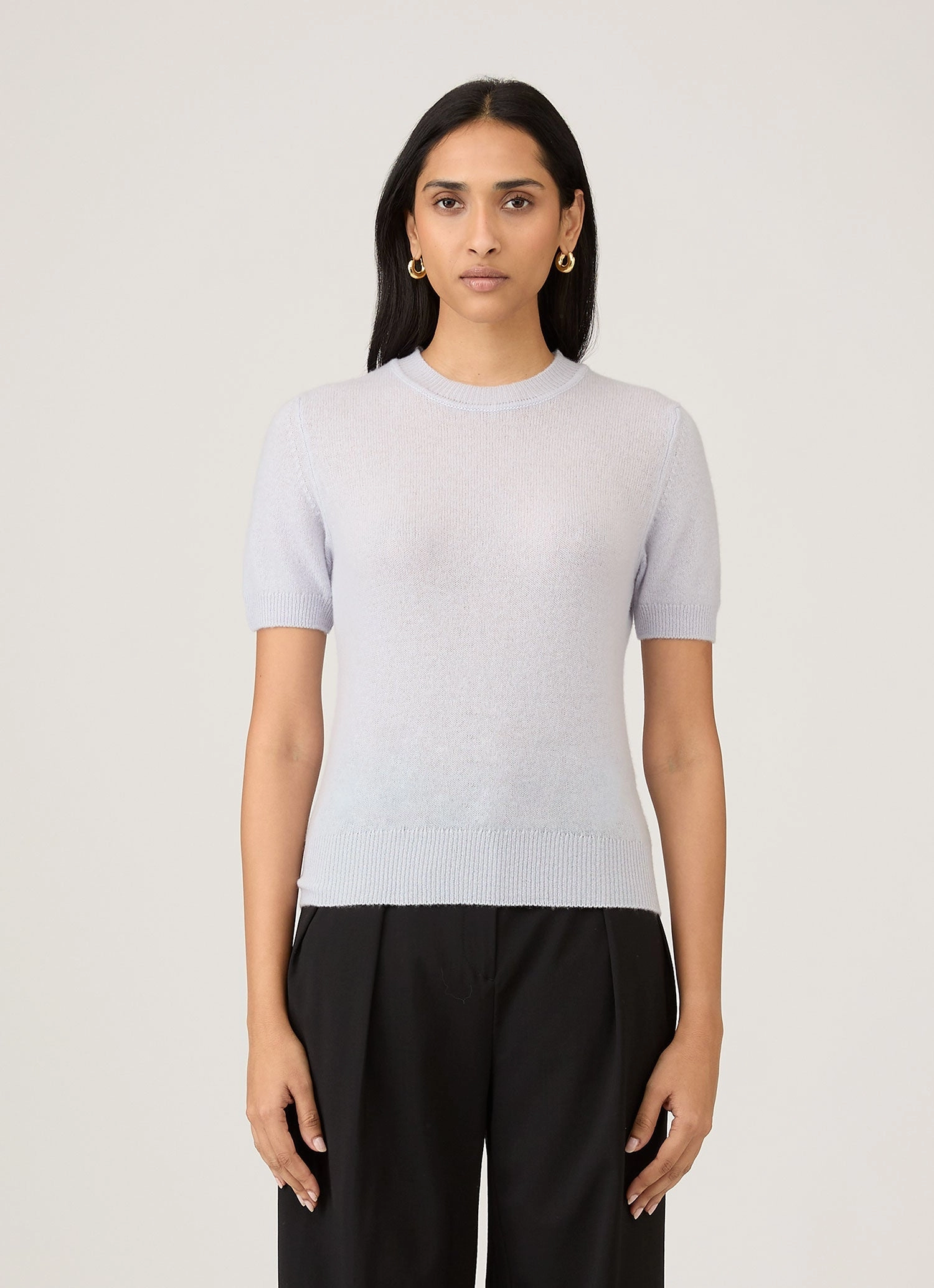 Weekend Vibes Women's Cashmere T-Shirt in Ice Blue