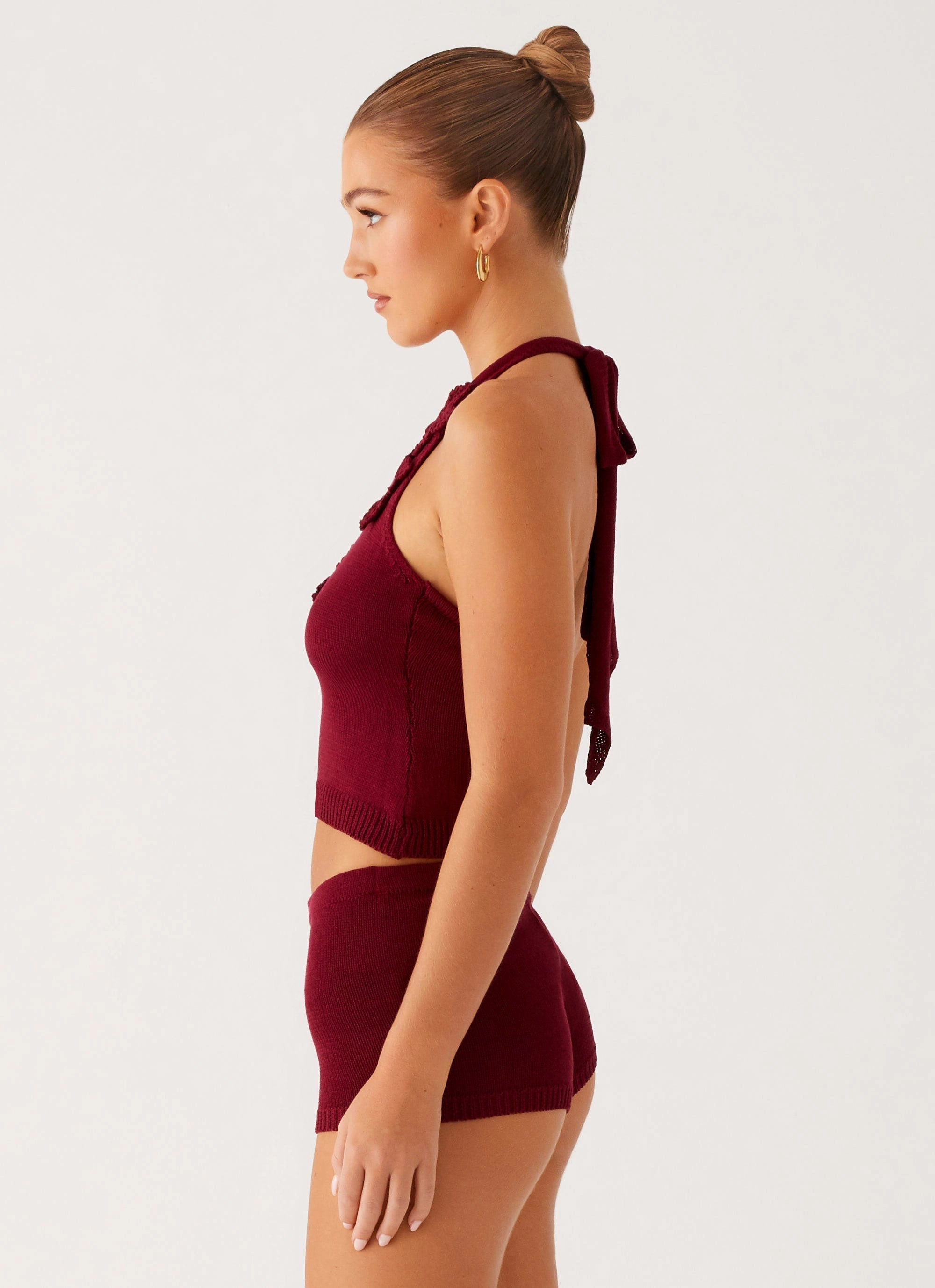 Anti Pilling Surface Must-have Miffy Crochet Top - Maroon