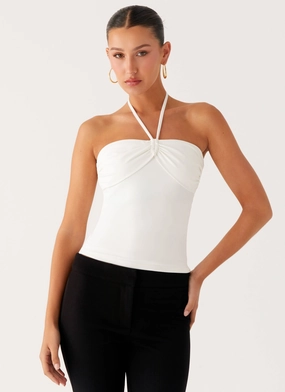 SnagResistant Surface Good Thing Halter Top - White Good Thing Halter Top - White Multi Pocket Configuration UV protection layer