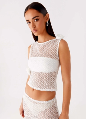 Snap Button Fastening Velli Crochet Top - White Velli Crochet Top - White MoistureWickingMaterial Buttery Soft Handfeel