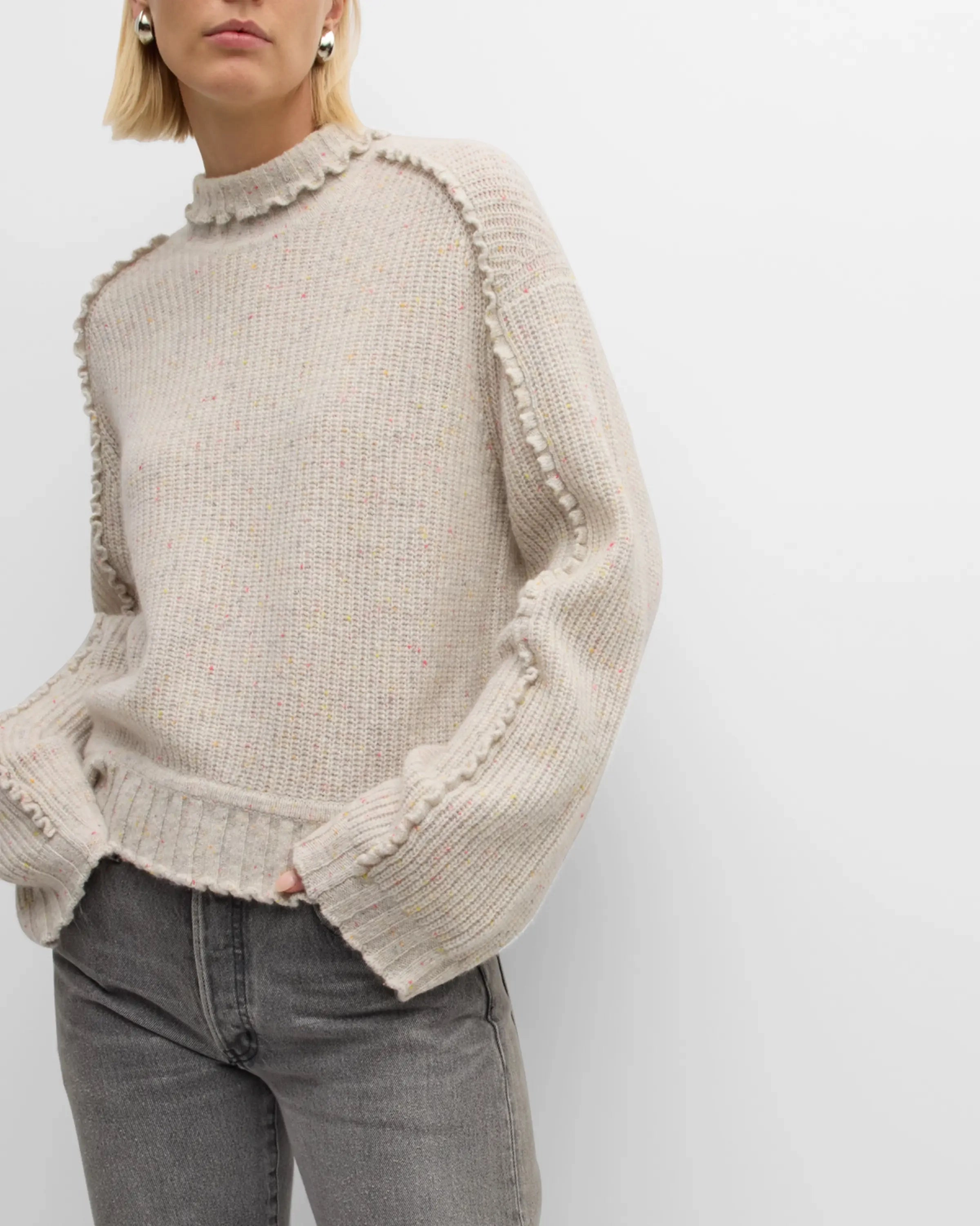 Functional Design Autumn Cashmere Shaker Mock w/ Ruffled Detail