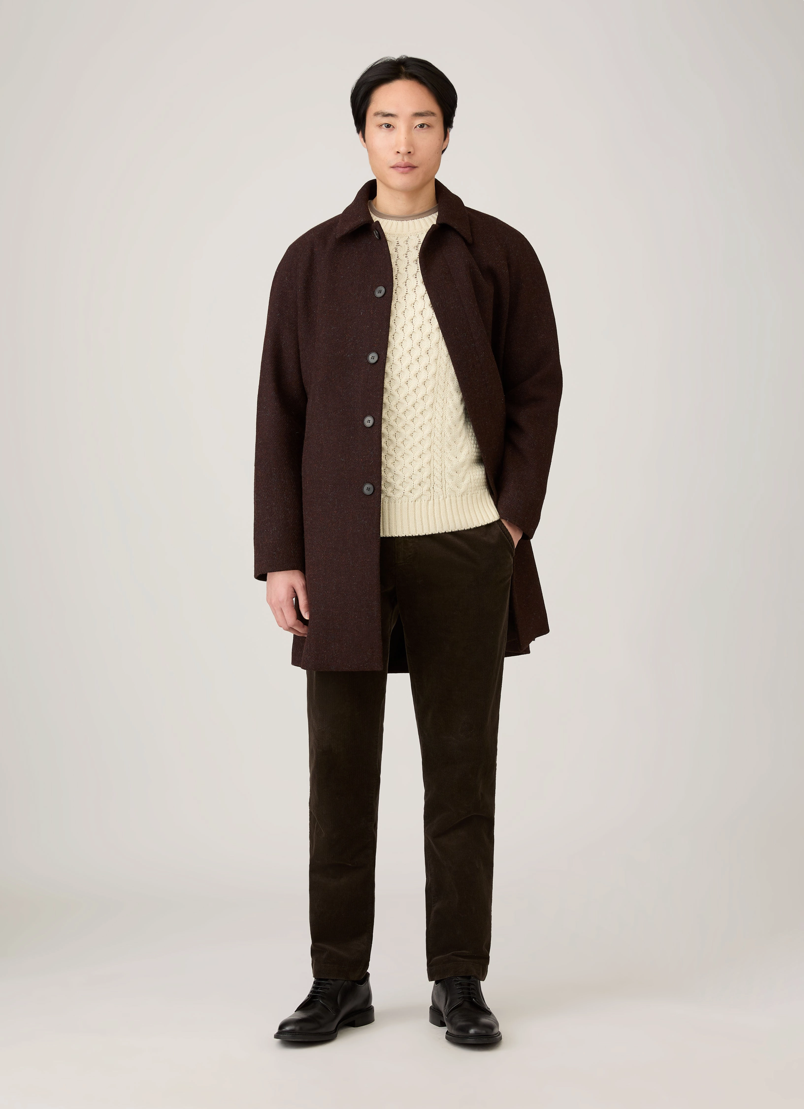 Men's Cable Knit Jumper in Ecru Under Layer