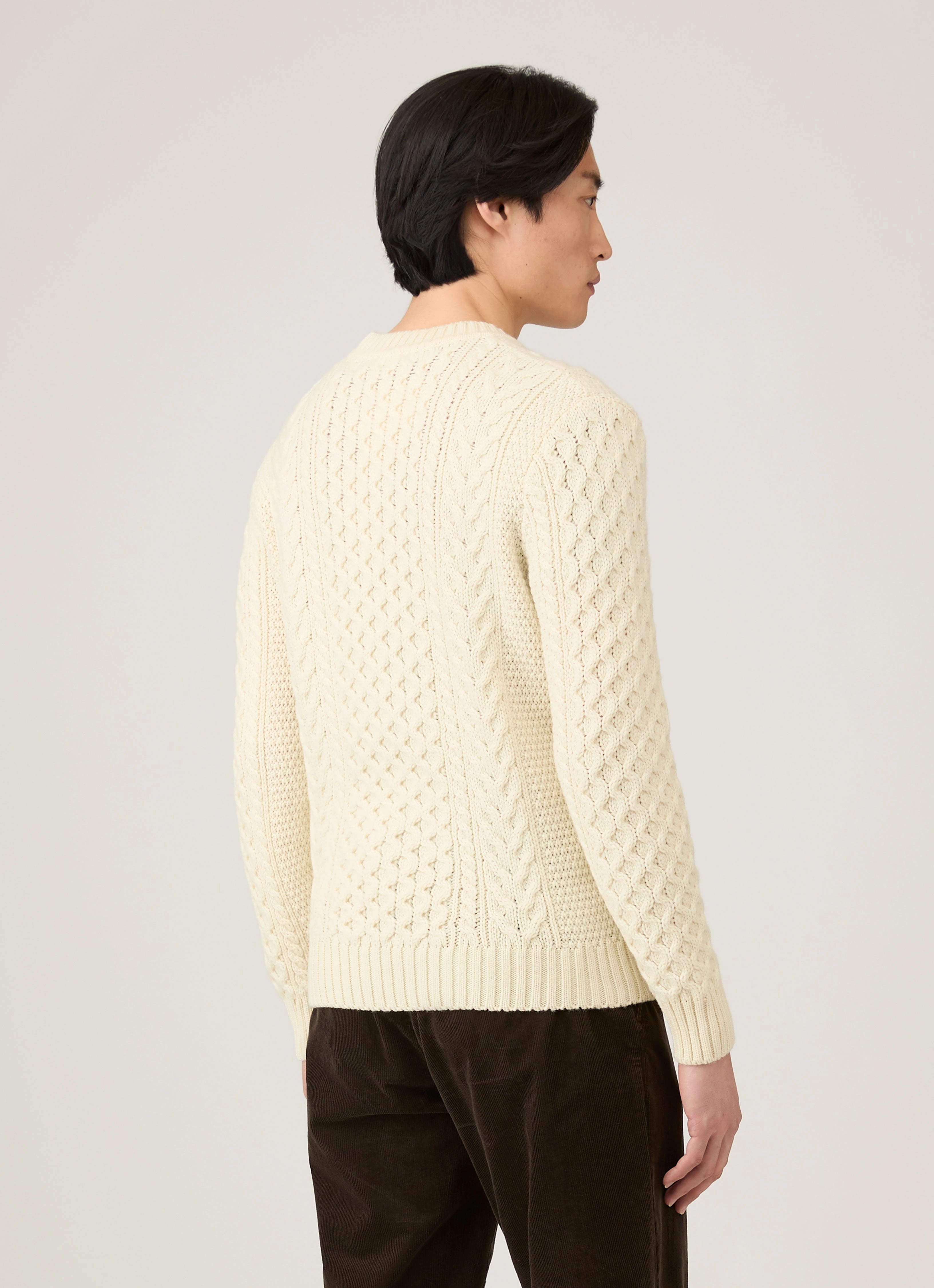 Men's Cable Knit Jumper in Ecru Stylish Choice