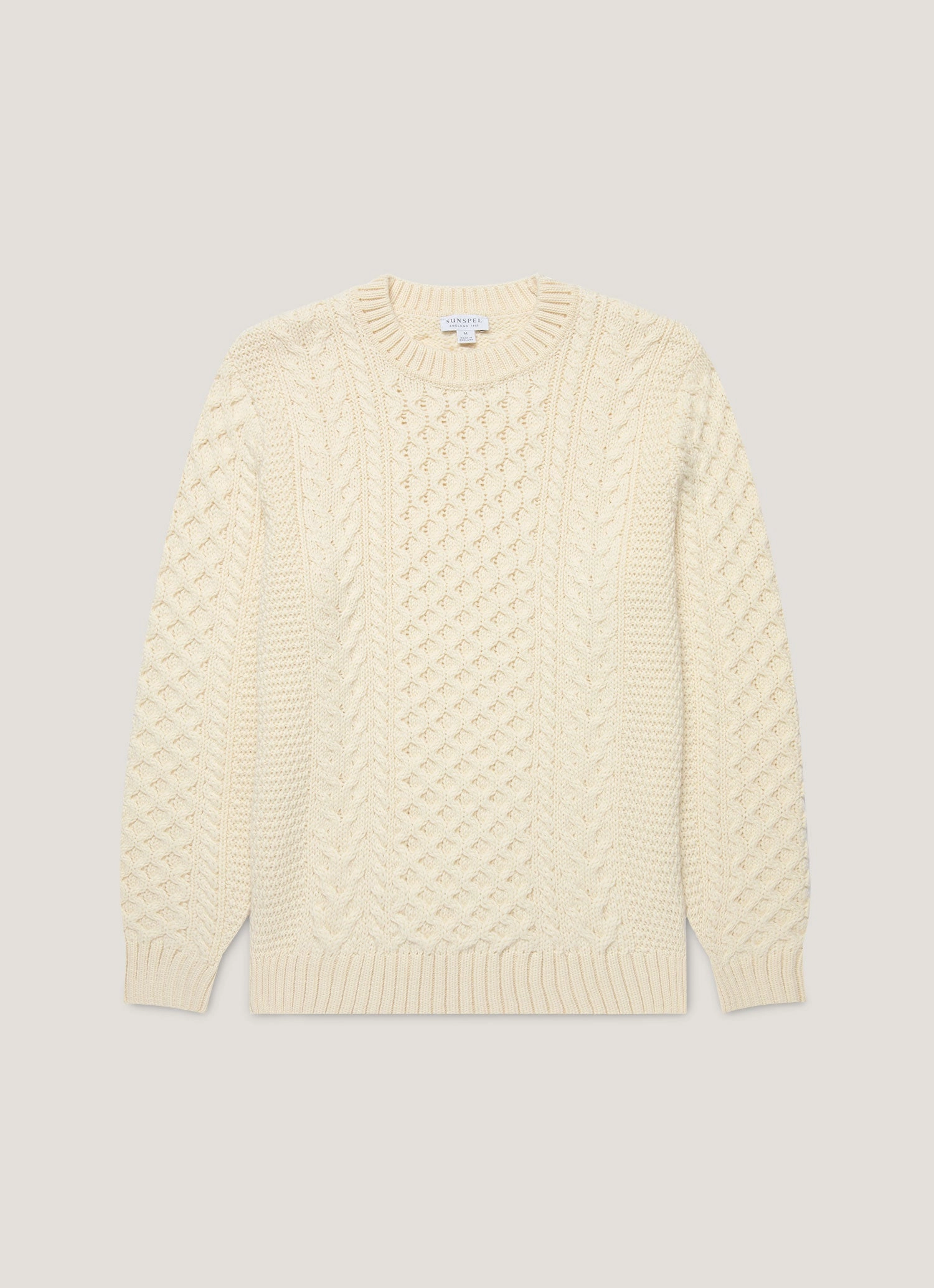 Neat Look Timeless Basic Men's Cable Knit Jumper in Ecru
