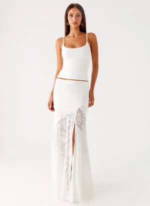 Soft Coverage Dasie Lace Maxi Skirt - White Dasie Lace Maxi Skirt - White Comfort waistband