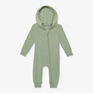 Soft Jade French Terry Zippered Hooded Romper