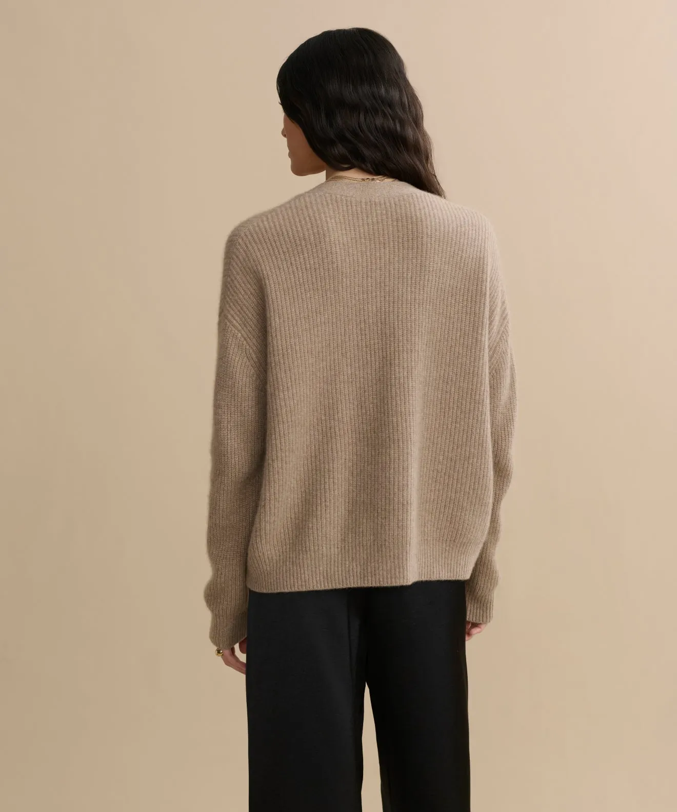 Cropped Cashmere Cocoon Cardigan Relaxed Sweatshirt