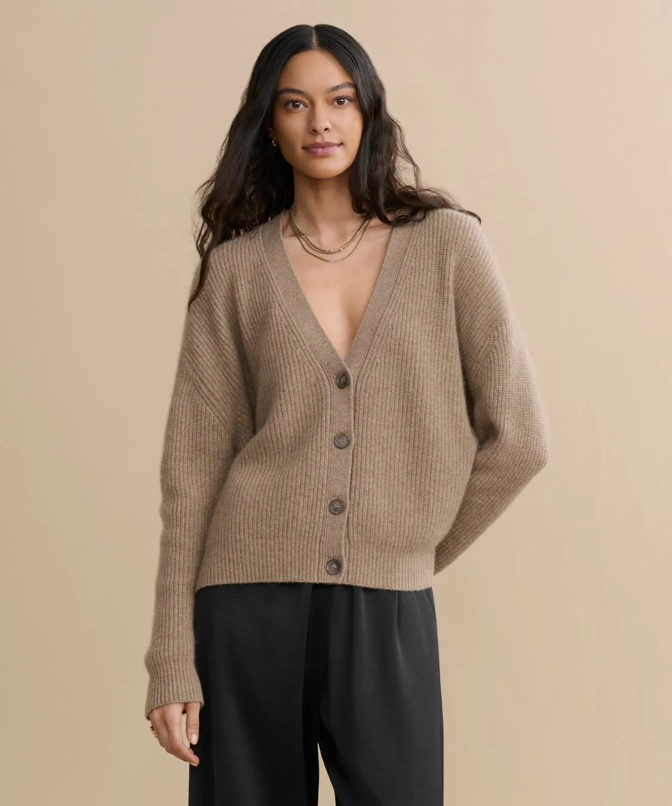 Cropped Cashmere Cocoon Cardigan FadeResistant Finish