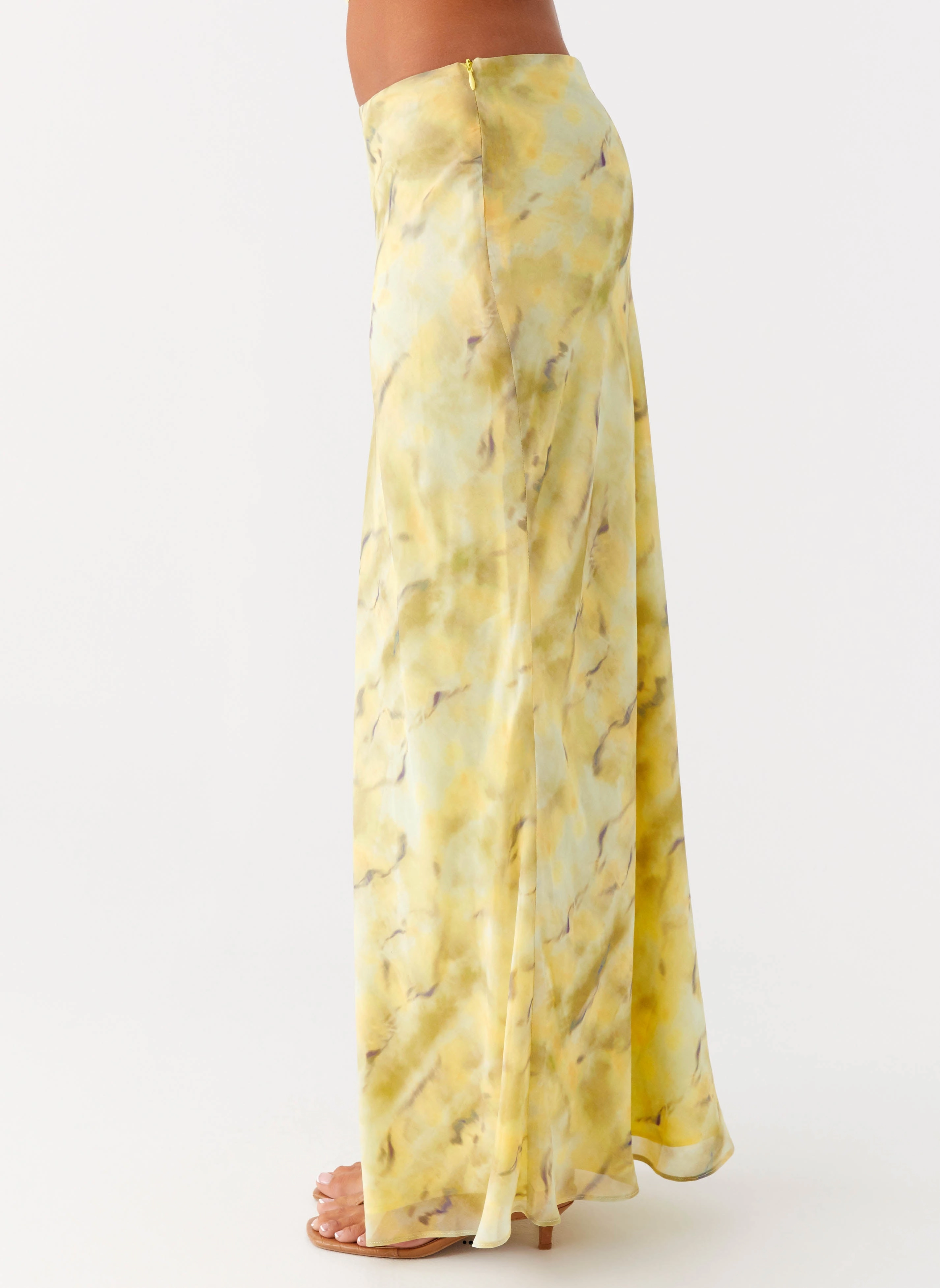 Creative Fashion Kylo Low Rise Maxi Skirt - Yellow Tie Dye